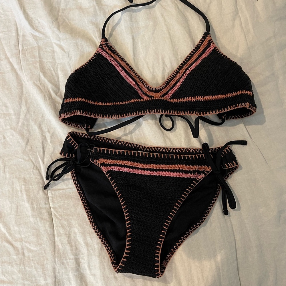 Knit Detail Halter Bikini